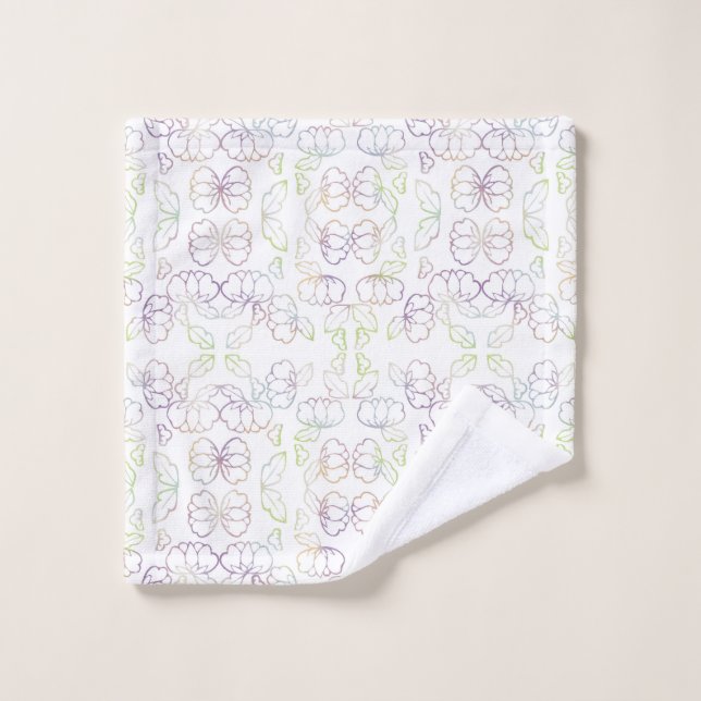 Peony, White Wash Cloth (Wash Cloth)