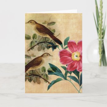 Peony With Nightingales Card by joacreations at Zazzle