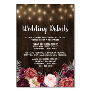 Peony Wood Wedding Reception + Accommodation Cards