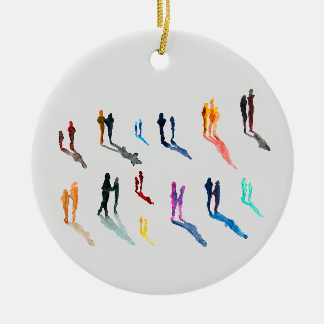 People art watercolor fine art ceramic ornament (Front)