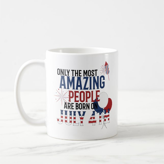 People Born In July 4th Birthday Independence Mug (Left)