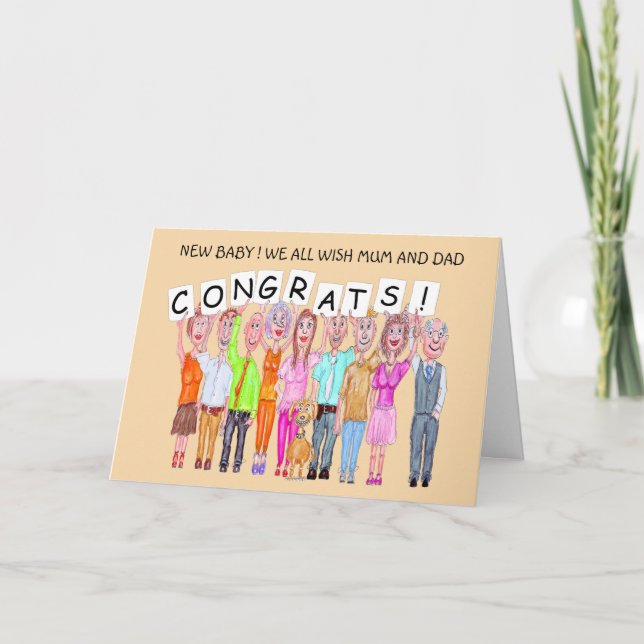People cartoon new baby congratulations  card (Front)