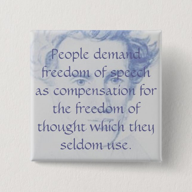 People demand freedom of speech as compen... pinback button (Front)