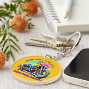 People Don't Take Trips: Vintage Retro Style Bike  Keychain