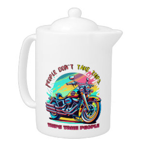 People Don't Take Trips: Vintage Retro Style Bike Teapot