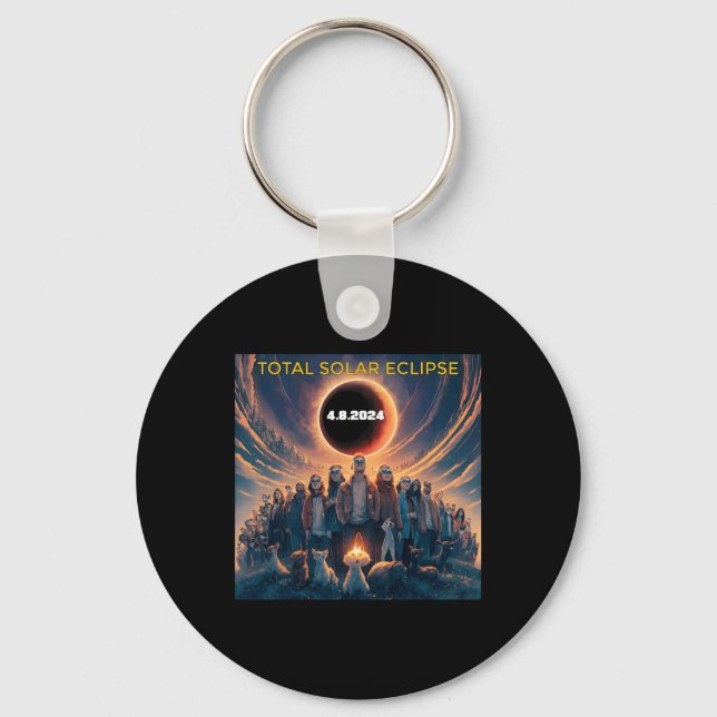 People Eclipse Gles Total Solar Eclipse 2024  Keychain (Front)
