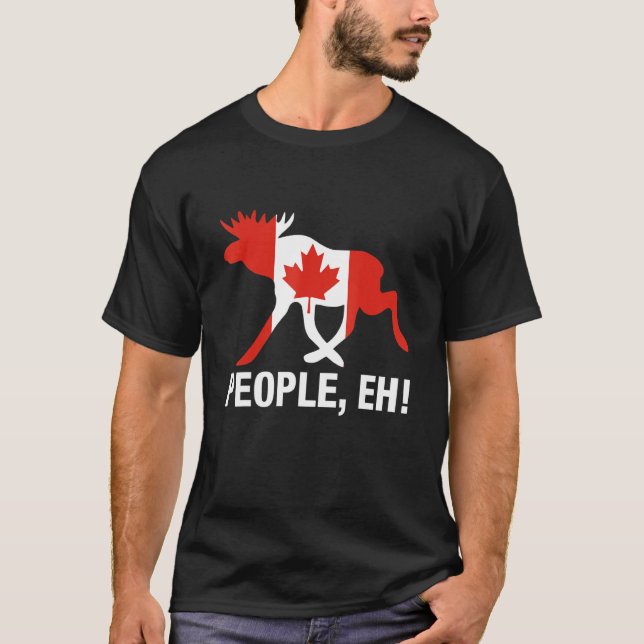 People, eh! Funny Canadian Moose Maple Leaf Canada T-Shirt (Front)