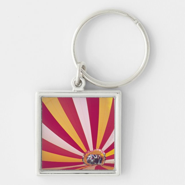 People filling a hot air balloon, Fort Collins, Keychain (Front)