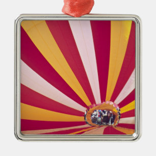 People filling a hot air balloon, Fort Collins, Metal Ornament