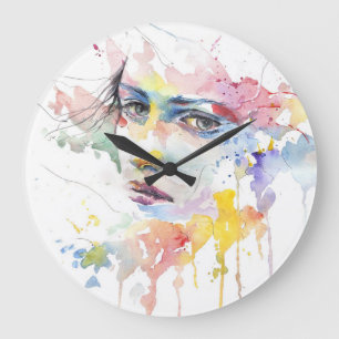 people-girl-woman-face-portrait large clock