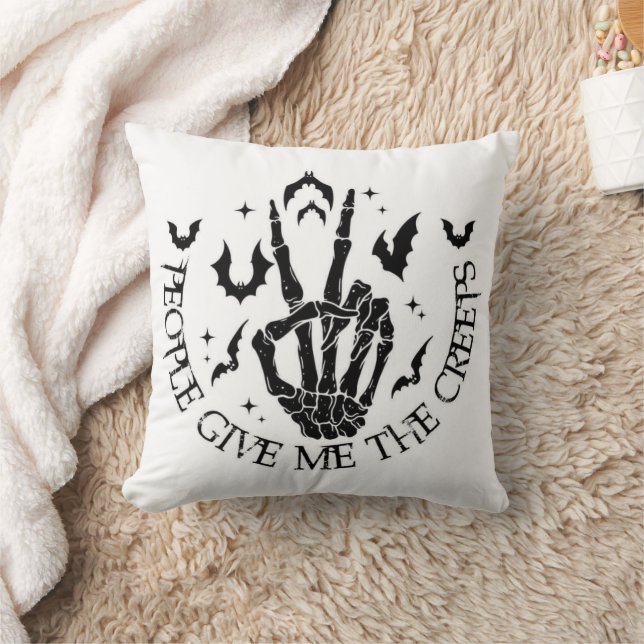 People Give Me the Creeps Throw Pillow (Blanket)