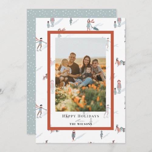 People Ice Skating Christmas Holiday Photo Card