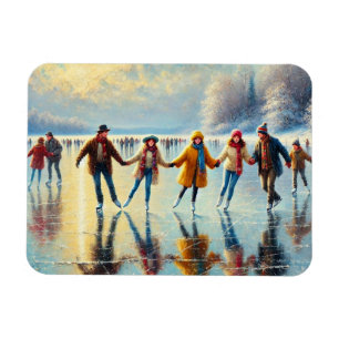 People ice Skating on a frozen lake Magnet