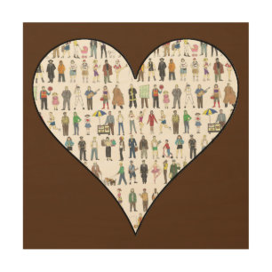 People of New York City NYC Heart Wood Wall Art