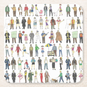 People of NYC New York City Boroughs Citizens Square Paper Coaster