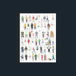 People of NYC New York City Citizens Art Print<br><div class="desc">Canvas art print features an original watercolor illustration showing all of the various denizens of New York City. All boroughs, neighborhoods, and people are represented, from Times Square tourists, to Upper West Side nannies, to SoHo shoppers, to Williamsburg hipsters, and everyone in between! Perfect for anyone who lives in or...</div>