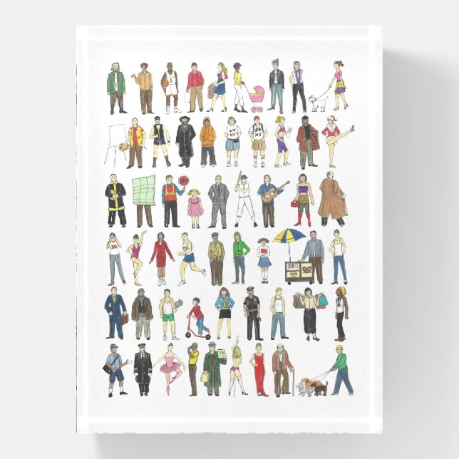 People of NYC New York City Citizens Illustration Paperweight (Vertical)