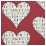 People of NYC New York City Red Heart Boroughs Fabric