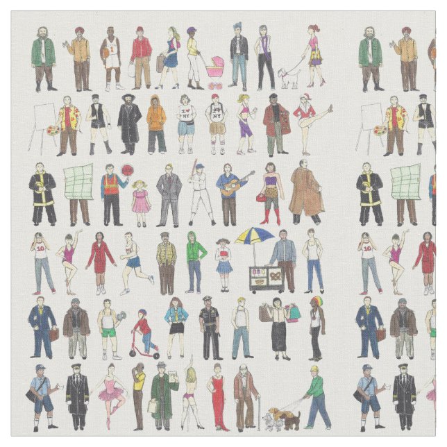 People of NYC New Yorkers City Folks Citizens NY Fabric (Close Up)