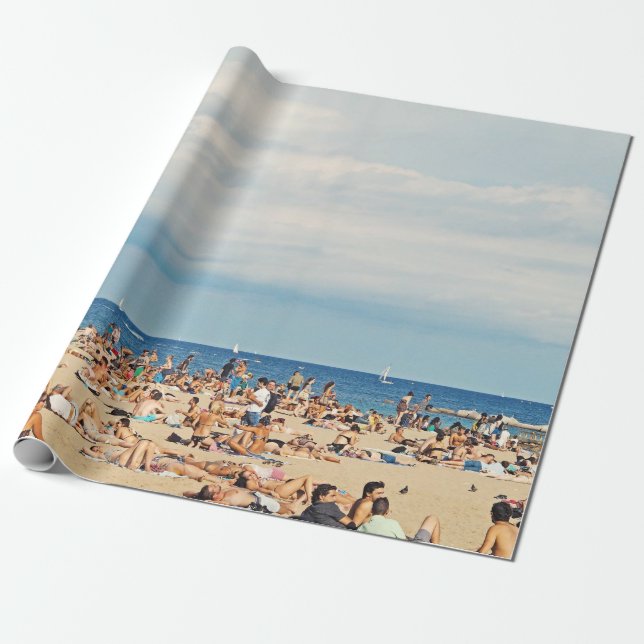People on brown sand beach wrapping paper (Unrolled)
