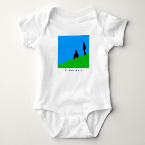 people on lake as tourist baby bodysuit