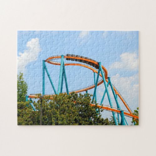 People on roller coaster background jigsaw puzzle