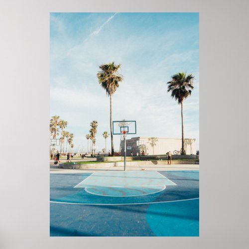 People outside outdoor basketball court poster