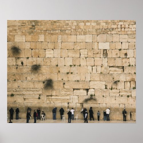 People praying at the wailing wall poster