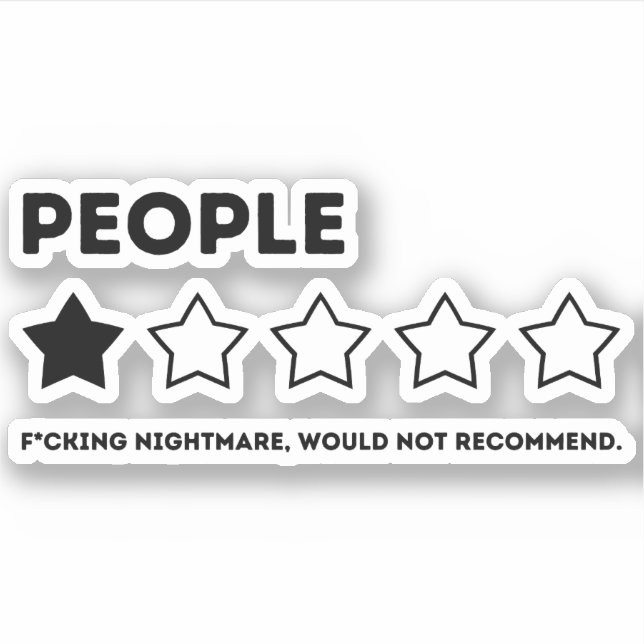 People Review, One Star, would not recommend Sticker (Front)