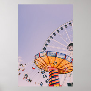 People riding on yoyo ride at daytime poster