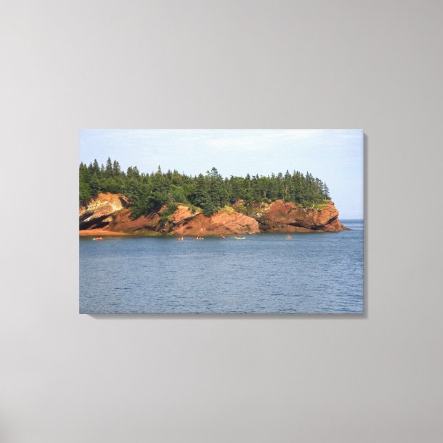 People sea kayaking in the Bay of Fundy at St. Canvas Print (Front)