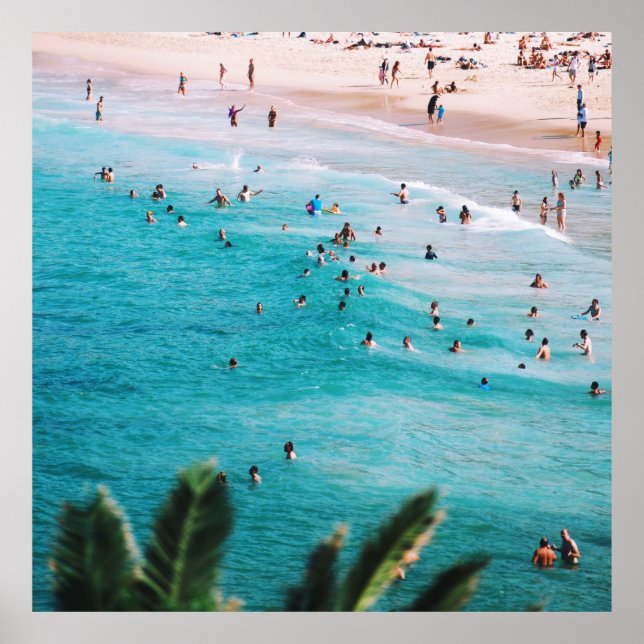 People swimming in the beach poster (Front)