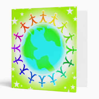 People united atop world globe binder