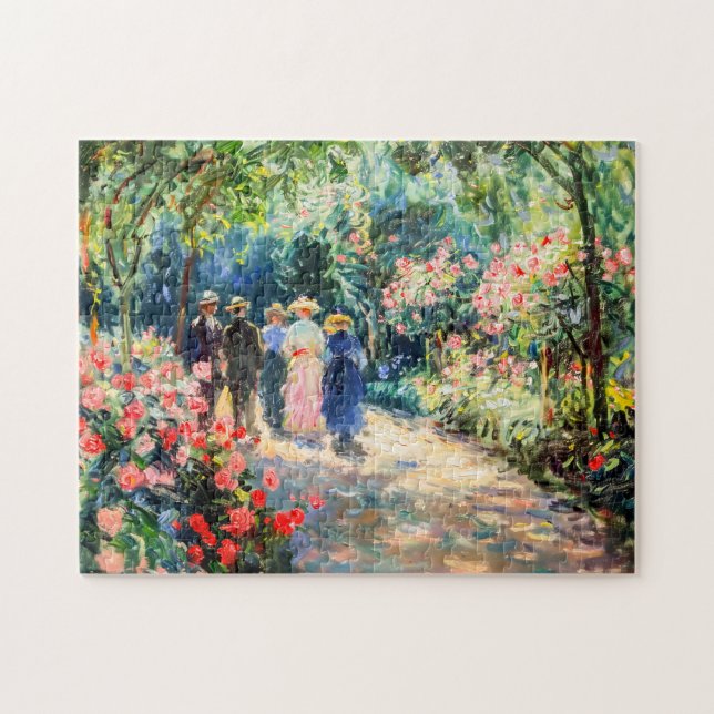 People walking through rose garden jigsaw puzzle (Horizontal)