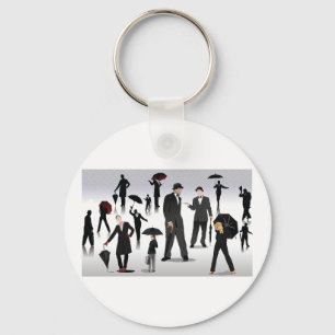 People With Umbrellas Keychain