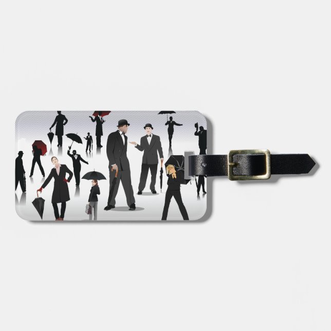 People With Umbrellas Luggage Tag (Front Horizontal)