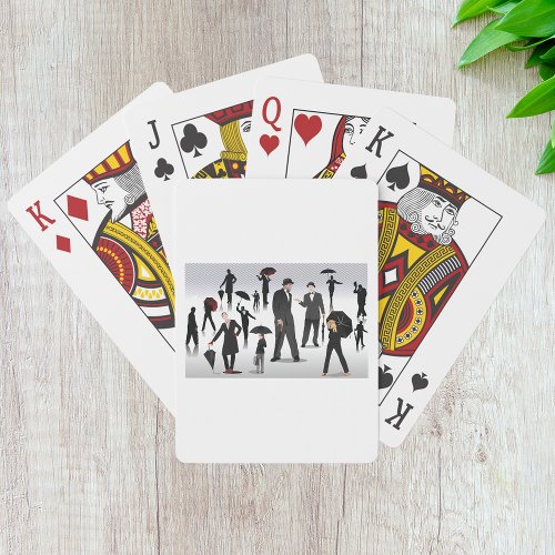 People With Umbrellas Playing Cards