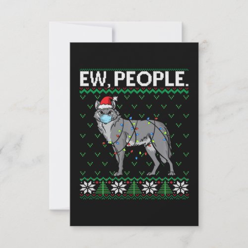 People Wolf Santa  Wolf Face Mask Ugly Christmas Thank You Card