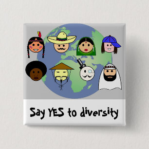 People worldwide anti racism pro diversity pinback button