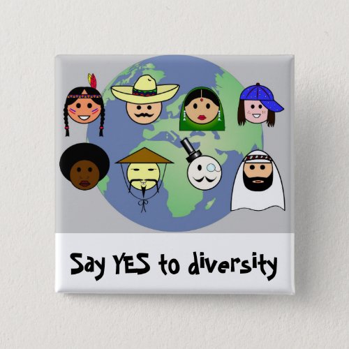 People worldwide anti racism pro diversity pinback button