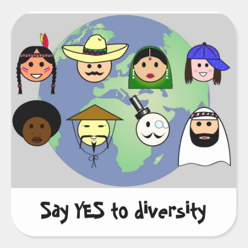 People worldwide anti racism pro diversity square sticker
