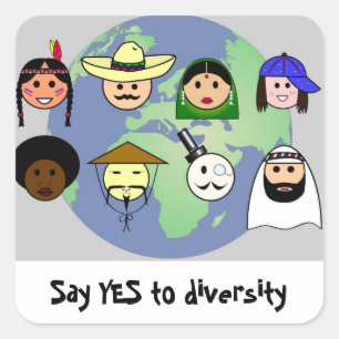 People worldwide anti racism pro diversity square sticker