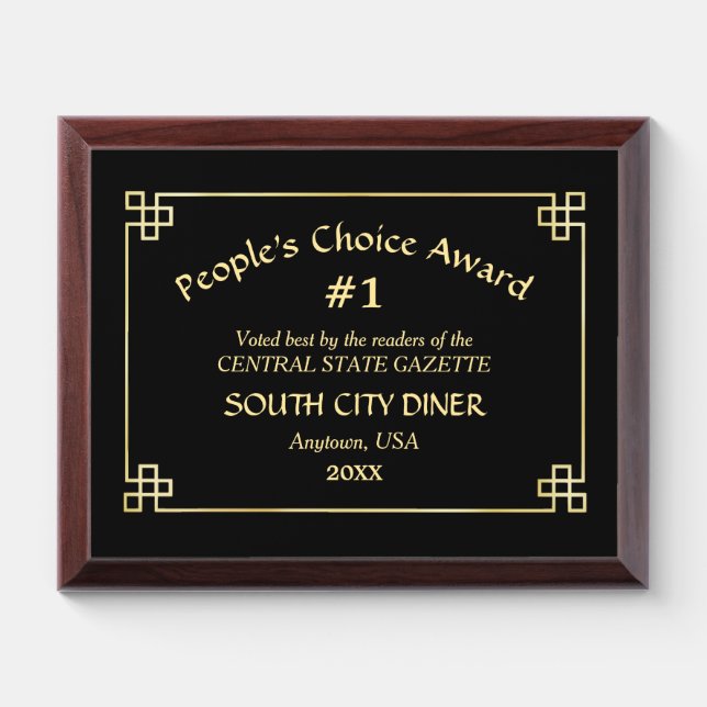 People's Choice Gold Frame Award Plaque (Horizontal)