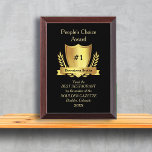 People's Choice Template Gold Award Plaque<br><div class="desc">Here's an attractive gold badge and banner "People's Choice Award" that can easily be customized for any business or association. The gold emblem is placed on a dramatic black background. All the text fields are easily changed to suit your needs. Make it say whatever you'd like!</div>