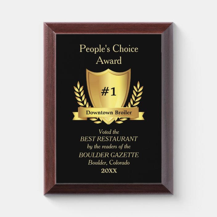 People's Choice Template Gold Award Plaque