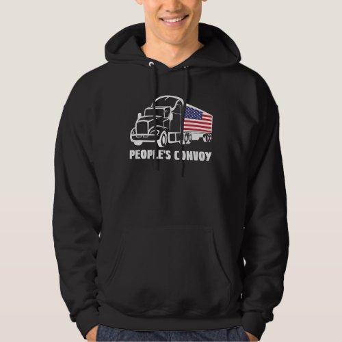 Peoples Convoy 2022 I Support Truckers American   Hoodie