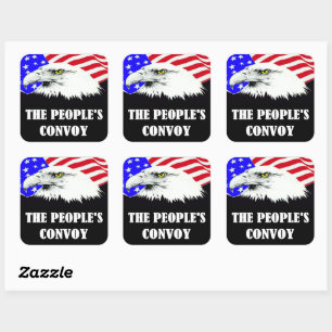 People's Convoy American Eagle Square Sticker