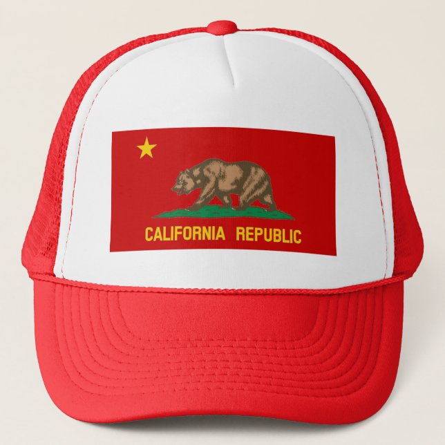 People's Republic of California Red Communist Flag Trucker Hat (Front)
