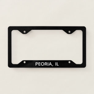 Peoria IL, Illinois Black License Plate Frame