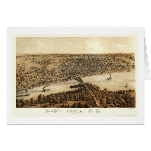 Peoria, IL Panoramic Map - 1867 Cards (Front Horizontal)